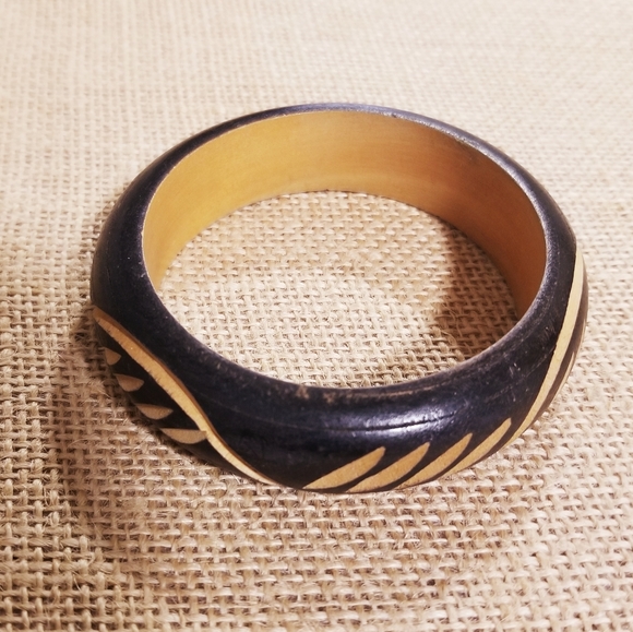 Wooden Carved Bangle Bracelet - Picture 3 of 6